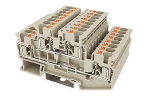 Terminal Block, Push-In, 2 Level, DIN rail mount, 24-10 AWG, Beige, 300V 30A, DPP4N