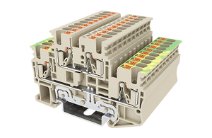 Terminal Block, Push-In, 2 Level with PE Foot, DIN rail mount, 26-12 AWG, Beige, DPP2.5N-L2PE