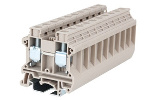 Terminal Block, Screw Clamp, DIN rail mount, 14-3 AWG, Beige, 600V 100A, DK16N