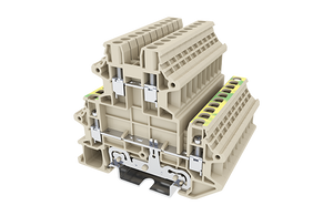Terminal Block, Screw Clamp, 2 Level with PE Foot, DIN rail mount, 22-12 AWG, Beige, DKK2.5N-L2PE