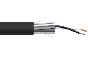 22 AWG 2 Cond Shielded Direct Burial/Outdoor Low-Cap 12.5pf Non-UL Black Jacket 1000ft/roll/box, 222CSPF-WB