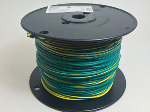 14 AWG MTW UL 1015 600V Panel Wire, Green w/ Yellow Stripe, 500ft /reel