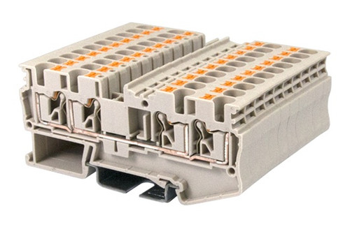 Terminal Block, Push-In, 4-Conductor, DIN rail mount, 24-10 AWG, Beige, 600V 30A, DP4N-TR