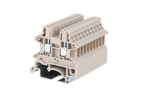 Terminal Block, Screw Clamp, DIN rail mount, 22-12 AWG, Beige, 600V 20A, DK2.5N
