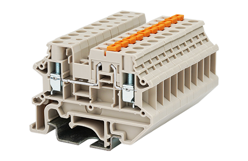 Disconnect Terminal Block with Ground, Screw Clamp, DIN rail mount, 22-10 AWG, Beige, 600V 30A, DK4NS-TG