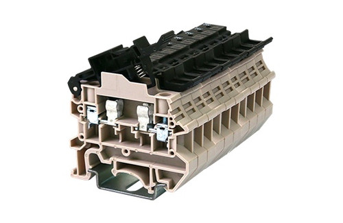 Fuse Disconnect Terminal Block, Screw Clamp, DIN rail mount, 22-10 AWG, Beige, 600V 30A, 5x20mm fuse, DK4N-TF