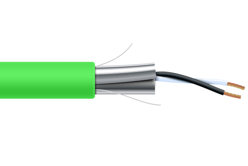22 AWG 2 Cond Plenum Shielded MSTP, MS/TP, Low-Cap 12.5pf Neon Green Jacket 1000ft/roll/box, CARC156-NEONGRN