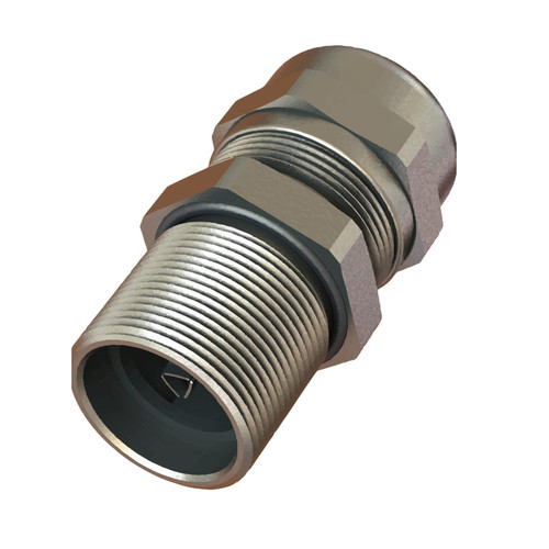 EMC Shield-Termination Cord Grip, Metal, M90x1.5, Nickel-Plated Brass, Large Diameter, Cable OD 2.363-2.952 IN (60-75mm), IP68, Lutze TOP-T, FMM90-CEX