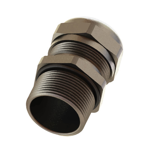 Cord Grip, Metal, M16x1.5, Nickel-Plated Brass, Long Thread, Cable OD 0.157-0.315 IN (4-8mm), IP68, Lutze TOP-T, FMM16-L