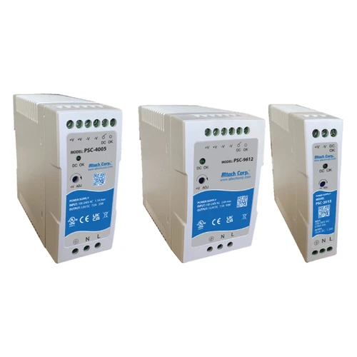 DC Power Supply, DIN Rail Mount, 24VDC Output, 1.7A, 40W, 90-264VAC Input, NEC Class 2, UL508 Listed, Altech Slimline PSC-40, PSC-4024
