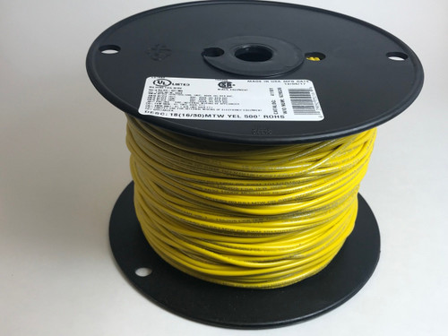 Paladin 14 Gauge Solid Copper THHN/THWN Wire - 500 Ft Reel, Yellow