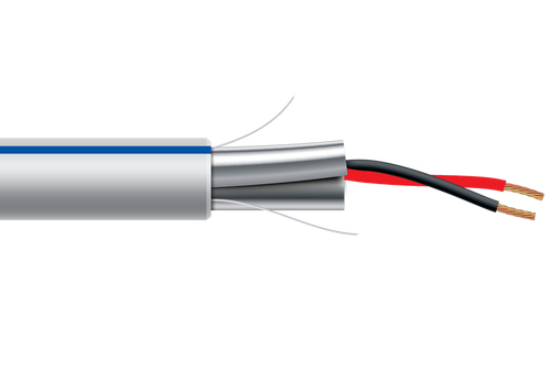 18 AWG 2 Cond Plenum Shielded White w/ Blue Stripe Jacket 1000ft/roll/box -  Fastercable