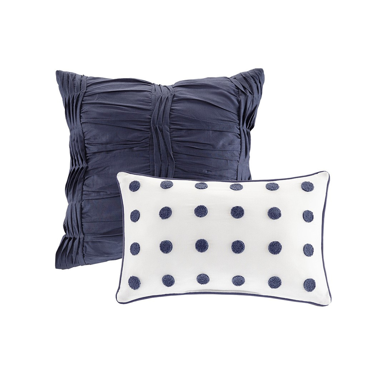 Indigo Blue Cotton Shabby Chic Jacquard Comforter Set-DS