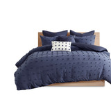 Indigo Blue Cotton Shabby Chic Jacquard Comforter Set-DS-Free Shipping!