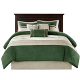 Green and Beige Faux Suede 7 Piece Comforter Set-DS-Free Shipping!