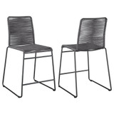 Kai Upholstered Counter Height Stools with Footrest (Set of 2) Charcoal and Gunmetal