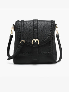 Sophia Black Sling Bag w/ Flapover Pocket-Free Shipping!