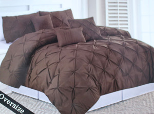Brown Plush  6 Piece Pinch Pleated Comforter Set