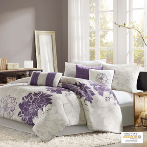 Purple & White Printed Comforter Set by Madison Park-DS-Free Shipping!