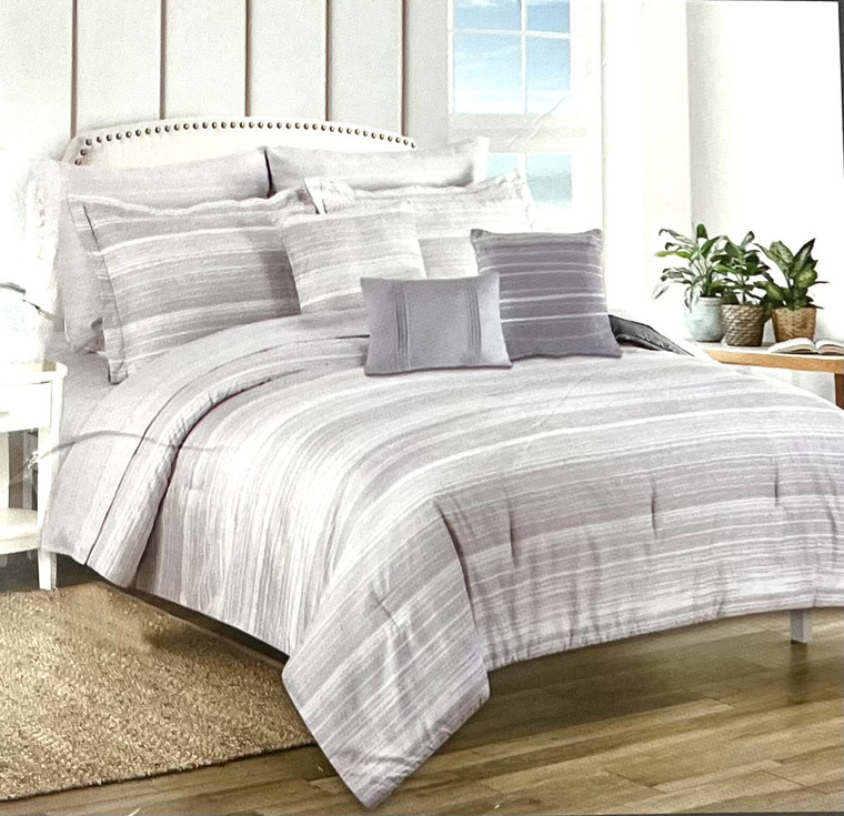 Queen Gray Staycation 10 Piece Comforter Set