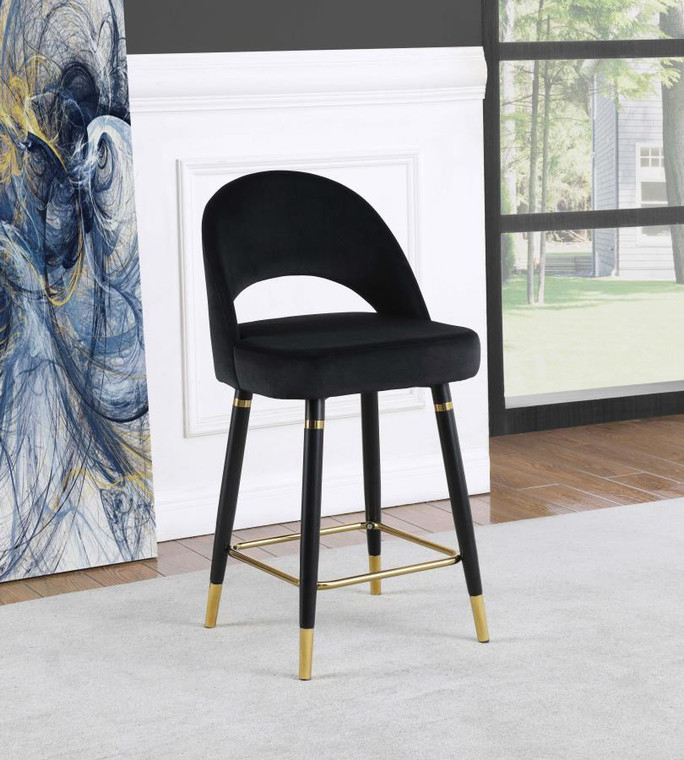 Reyes Arched Back Upholstered Counter Height Stools Black