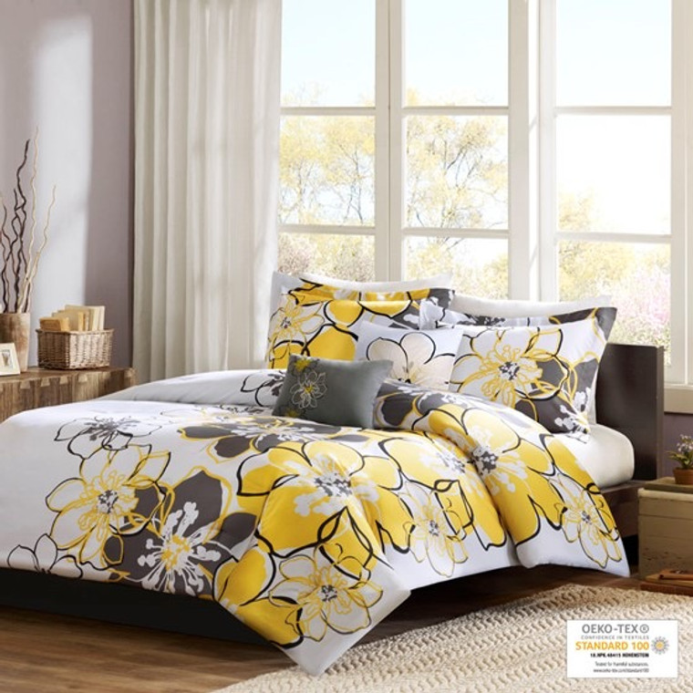 Gray And Yellow Twin Comforter Set