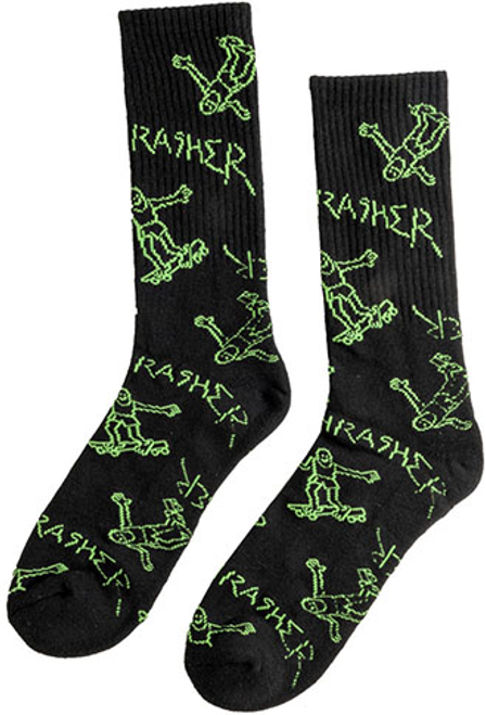 THRASHER GONZ LOGO CREW SOCKS BLACK/GREEN