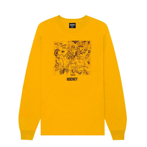 Hockey  Desk Carve L/S Tee Yellow Size Large