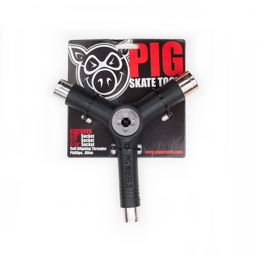 PIG TRI-SOCKET THREADER SKATE TOOL BLACK PIG TRI-SOCKET THREADER SKATE TOOL BLACK