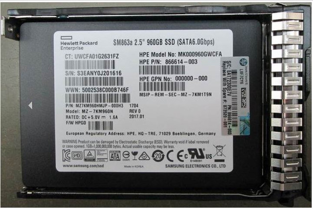 872520-001 HPE 960GB SATA 6G Mixed Use 2.5in SFF SC SSD, Wholesale