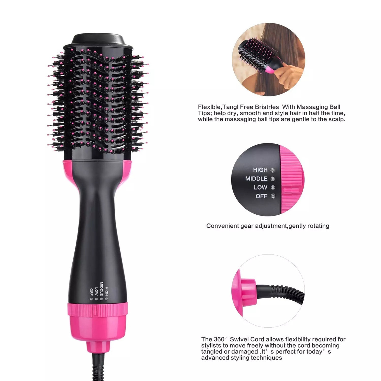 REVLON One-Step Volumizer Enhanced 1.0 Hair Dryer and Hot Air Brush | Now  with Improved Motor |  Exclusive (Black)