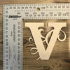 Capital Letter with swirl "V" -Chipboard