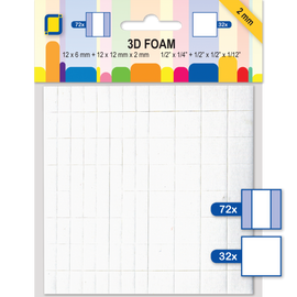 3D Foam 3mm Squares and Rectangles white