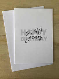 Happy Birthday 40 Years Card White