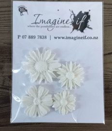Set of 4 White Resin Flowers Imagine If