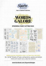 3Quarter Designs Ephemera Packs: Words Galore