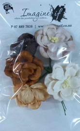 Imagine If. Paper Flowers brown tones set of 5