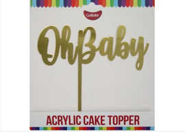 GoBake Acrylic Topper Oh Baby - Gold