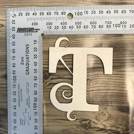 Capital Letter with swirl "T" -Chipboard