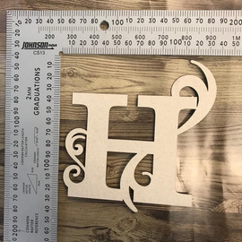 Capital Letter with swirl "H" -Chipboard