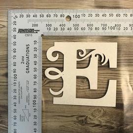 Capital Letter with swirl "E" -Chipboard