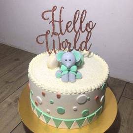 Hello World MDF Cake Topper Simply decorate this MDF design however you like - paper, paint, glitter, embossing powder or leave it as is! Addition of Gold or Silver Glitter is an Additional $5 - purchase the additional glitter listing for this option. 150mm wide is the Standard Size Note: Wrap the sticks in foil or cling wrap before putting into the cake to avoid the MDF from going soggy. If you need this design smaller or larger to fit your cake size, let us know and we can resize it. We also produce custom designs - see the custom design listing for this option.