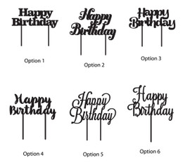 Happy Birthday 6x4 Cake Topper, Glitter Calligraphy Bling Cake