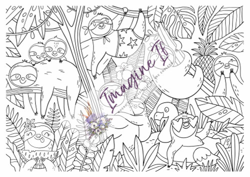 Giant Colouring In Poster #12 - Sloth Party