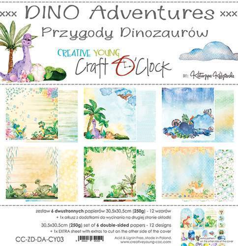 Craft O Clock Scrapbooking Paper Pack Dino Adventures 12x12