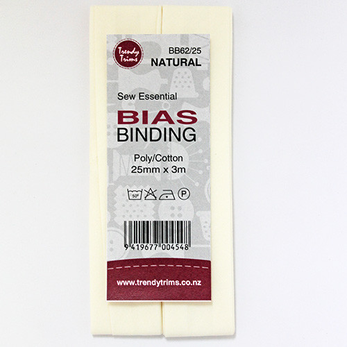 Sew Essential Bias Binding  Poly/Cotton 25mmx3m Natural