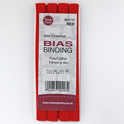 Essential Bias Binding Poly/Cotton 10mmx4m Red