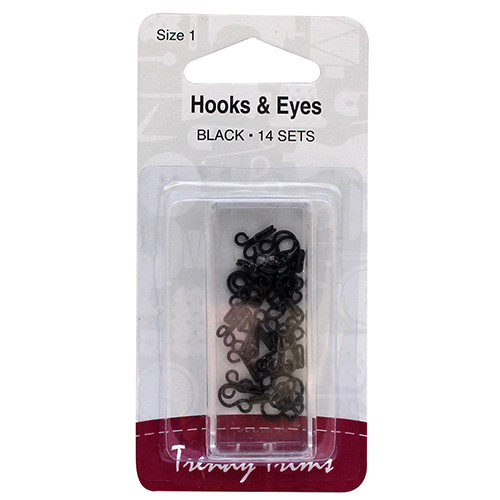 Trendy Trims Hooks and Eyes Black Size 0