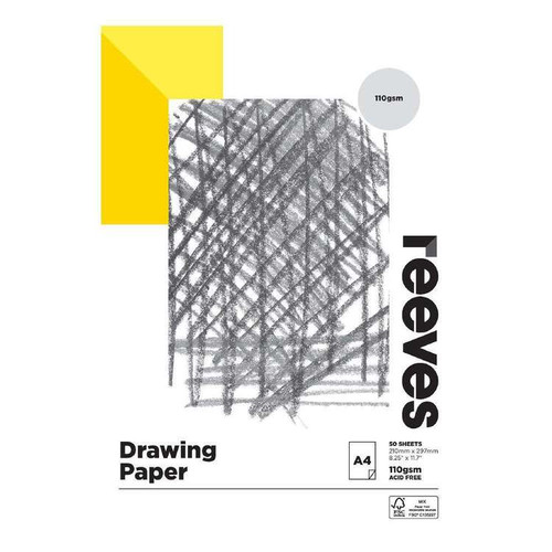 Reeves Drawing Paper Pad A4 110gsm 50 Sheets Acid Free