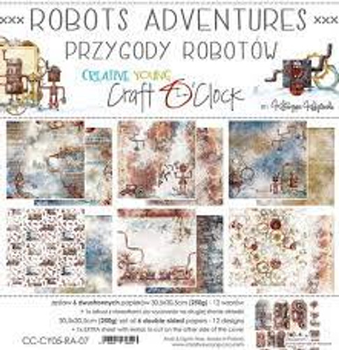 Craft O Clock Scrapbooking Paper Pack Robots Adventures 12x12
